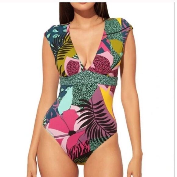 NWT BLEU ROD BEATTIE Jungle Plunge One Piece Swimsuit - Picture 1 of 7